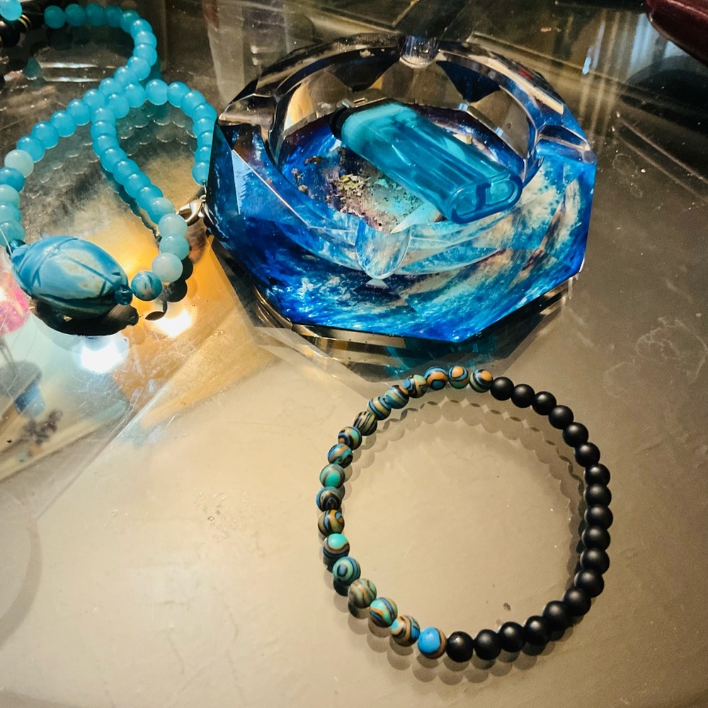 Men’s Agate, Peacock Turquoise Bracelet 🦚